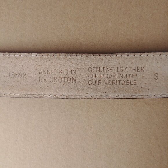 Vintage Anne Klein Oroton Brown Genuine Leather Snakeskin Gold Buckle Be… - Picture 9 of 13